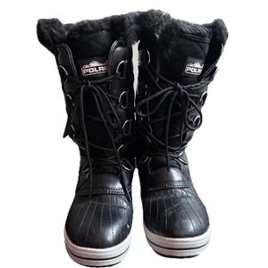 Polar‎ Winter Snow Boots Women's US 8 EU 39 Black Faux Fur Lace-Up Comfortable
